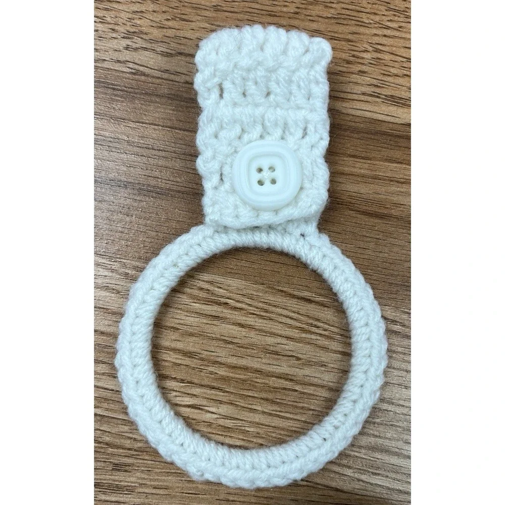 Lot of 5 Handmade Crochet Towel Holder Rings, Button Close NEW